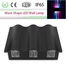 12W AC85-265V RGB Red&Blue&Green LED Up and Down Wall Lamp Wave Shape Night Light Waterproof IP65